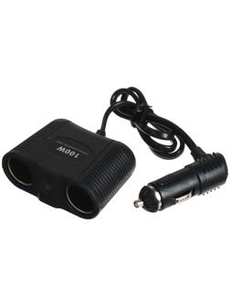 Разветвитель прикуривателя на 2 слота с подсветкой с проводом, 100 Вт