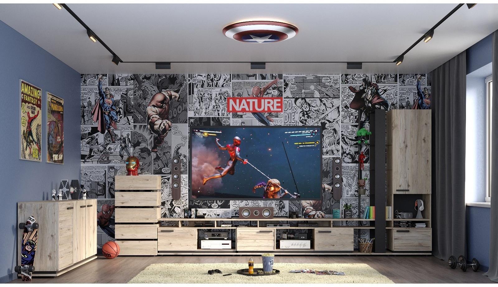 Шкаф для посуды Nature 13, 560×416×2116 мм, цвет гаскон пайн/чёрный