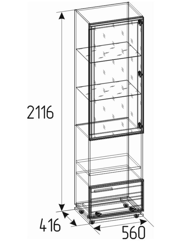 Шкаф для посуды Nature 13, 560×416×2116 мм, цвет гаскон пайн/чёрный