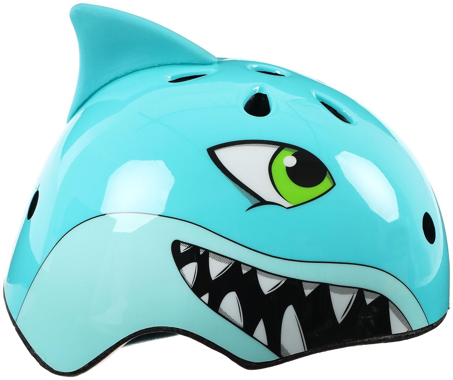 Шлем велосипедиста детский CORSA «Акула» размер М, обхват 54-58 см, цвет бирюзовый