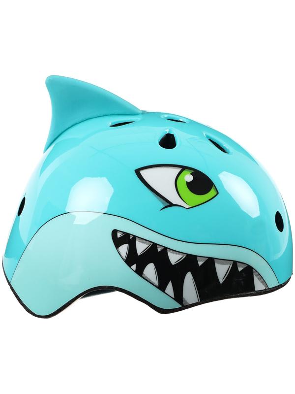 Шлем велосипедиста детский CORSA «Акула» размер М, обхват 54-58 см, цвет бирюзовый
