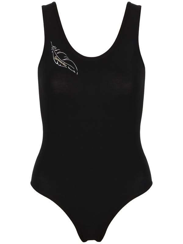 Купальник х/б маечкой, цвет чёрный, размер 42, «Пёрышко»