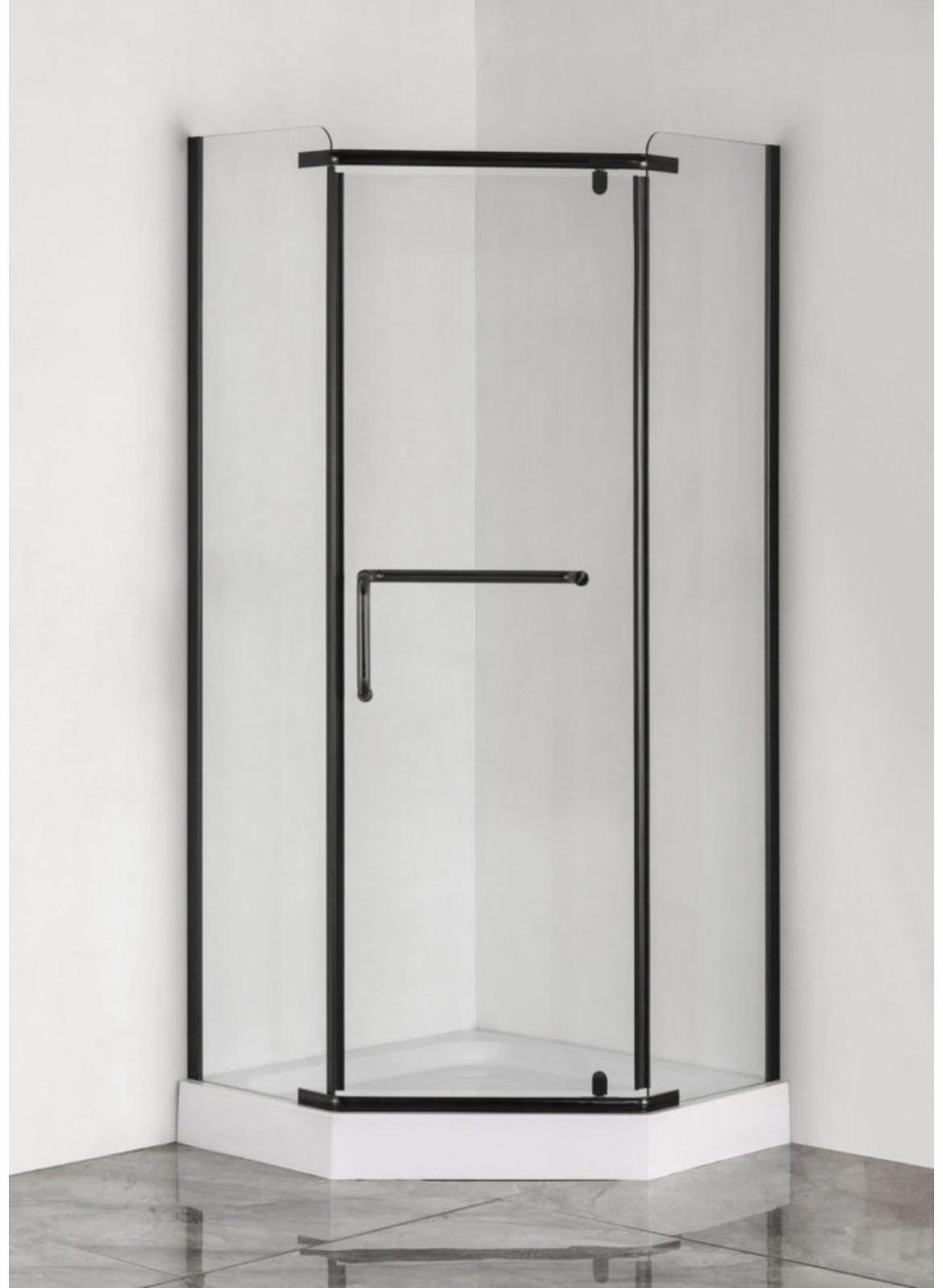 Душевое ограждение Taliente TA-09093CB, 180×90 см, прозрачное, пентагональное, 6 мм, черный