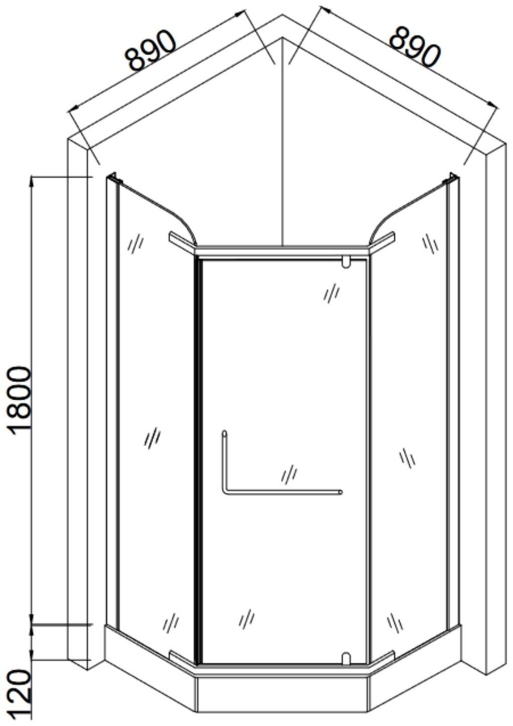 Душевое ограждение Taliente TA-09093CB, 180×90 см, прозрачное, пентагональное, 6 мм, черный