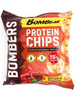 Чипсы BOMBBAR цельнозерновые протеиновые со вкусом «Бекон с паприкой», 50 г