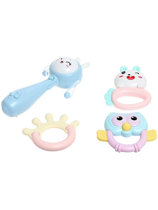 Игровой набор «Весёлые погремушки», звук, свет, цвет голубой