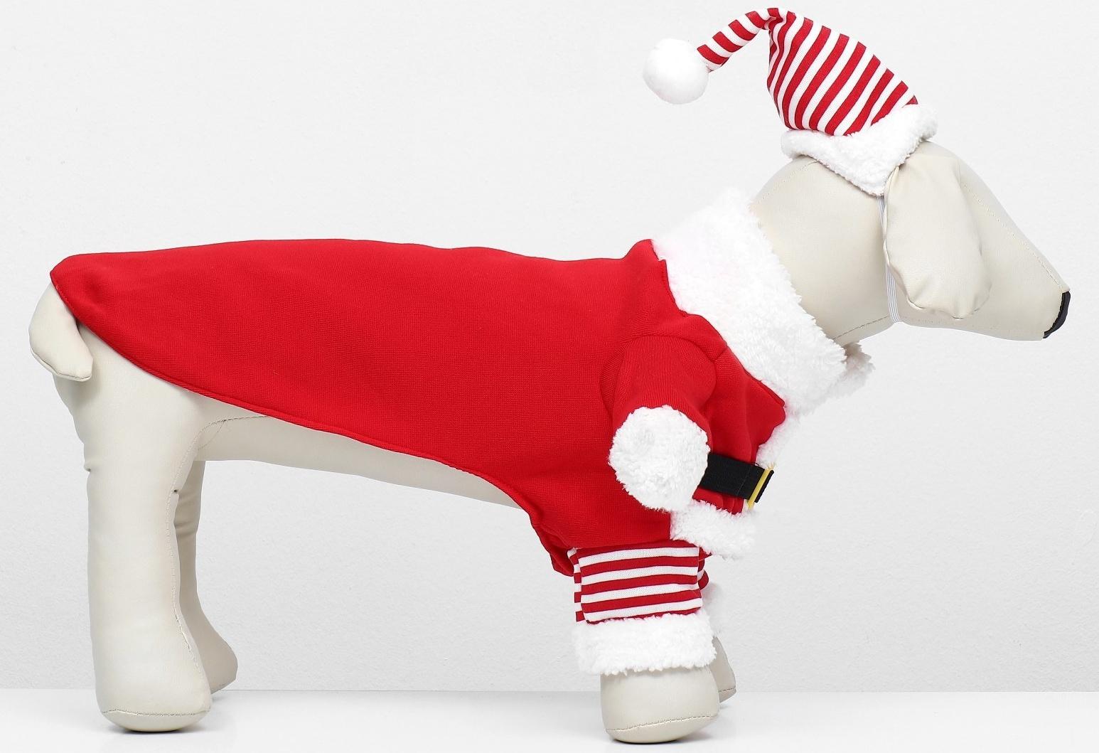 Новогодний костюм для собак «Клаус», размер 2XL (ДС 45, ОГ 55 см)