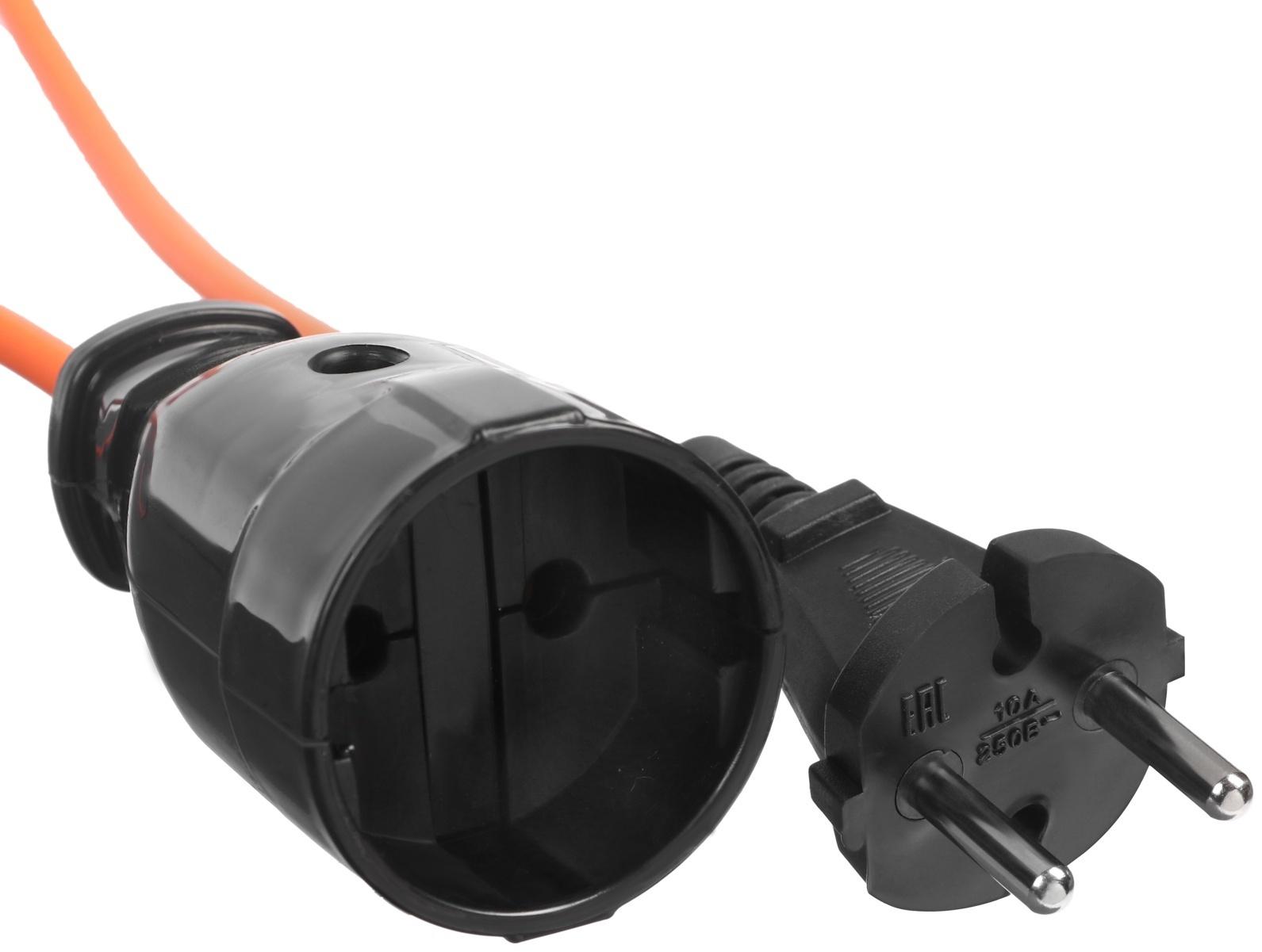 Удлинитель на рамке Luazon Lighting ECO, 1 розетка, ПВС 2×0.75, 6 А, 1300 Вт, IP 20, 20 м, Оранжевый