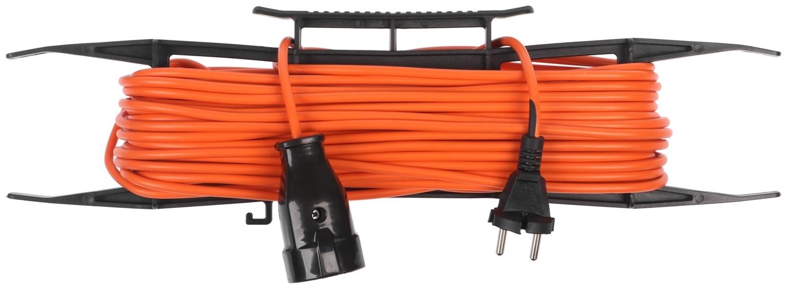 Удлинитель на рамке Luazon Lighting ECO, 1 розетка, ПВС 2×0.75, 6 А, 1300 Вт, IP 20, 20 м, Оранжевый