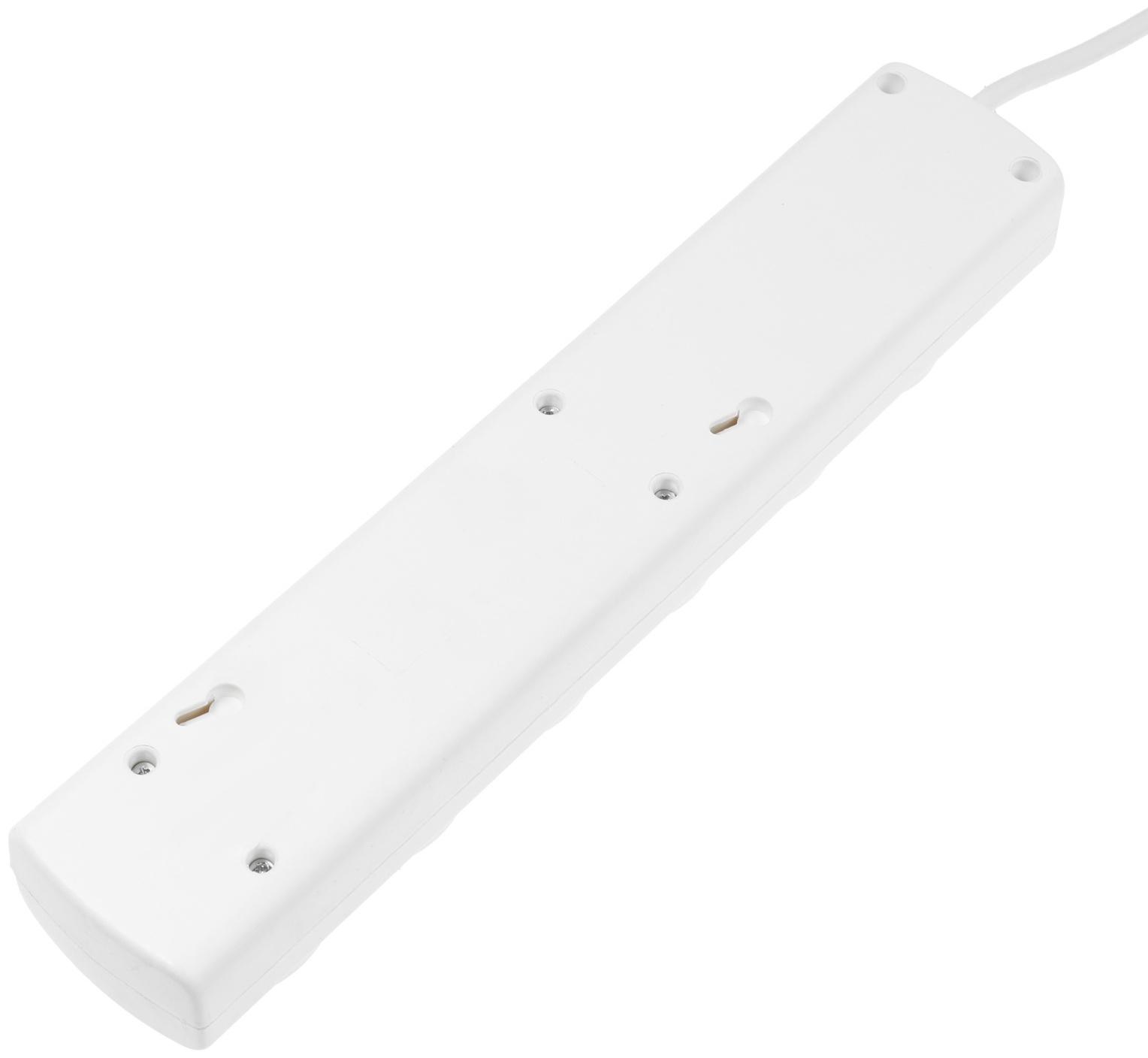 Сетевой фильтр Luazon Lighting, 5 розеток, 5 м, 3500 Вт, 3×1 мм2, 16 A, 220 В, c предохранителем, белый