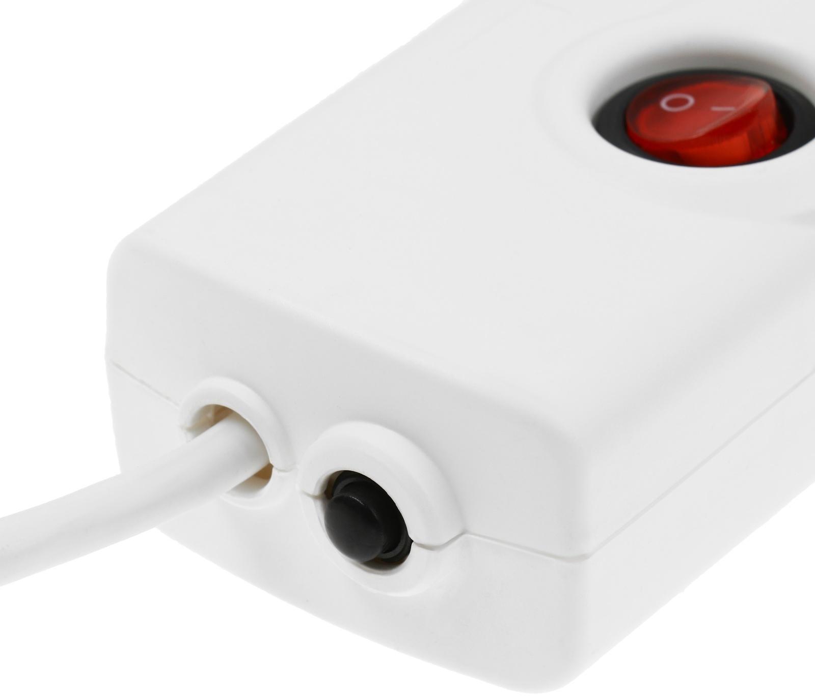 Сетевой фильтр Luazon Lighting, 5 розеток, 5 м, 3500 Вт, 3×1 мм2, 16 A, 220 В, c предохранителем, белый