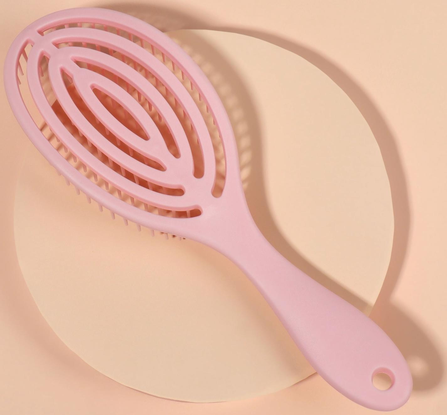 Расчёска массажная, для сушки волос, 7.5×23.5 см, цвет розовый