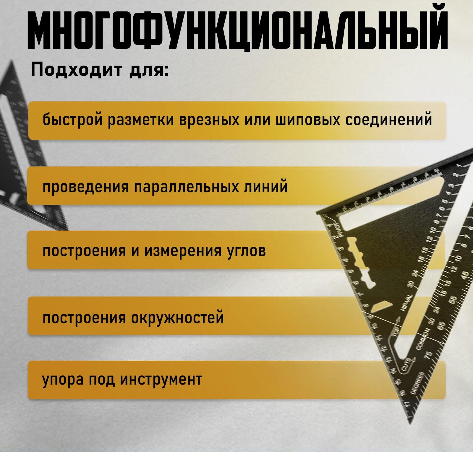 Универсальный кровельный угольник ТУНДРА, алюминий, с внутренней шкалой, 175 мм
