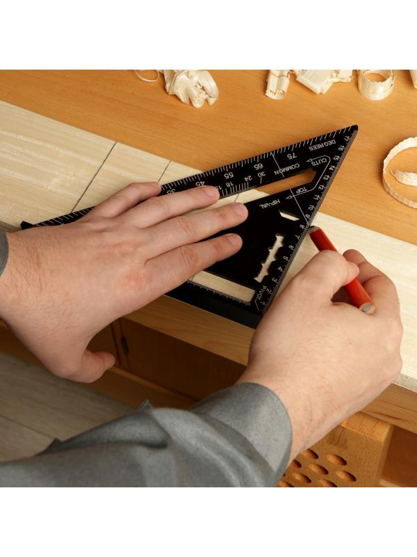 Универсальный кровельный угольник ТУНДРА, алюминий, с внутренней шкалой, 175 мм