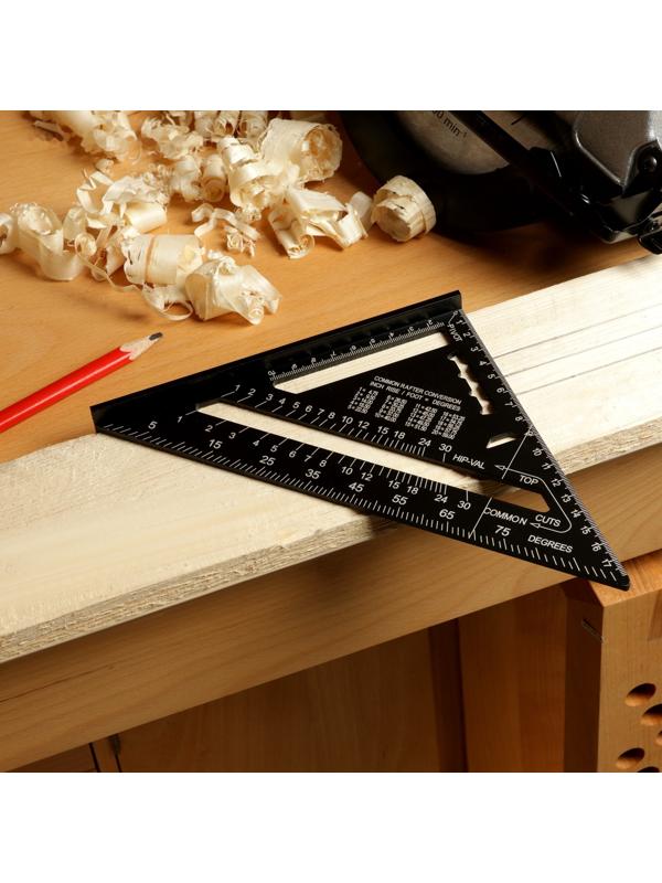 Универсальный кровельный угольник ТУНДРА, алюминий, с внутренней шкалой, 175 мм