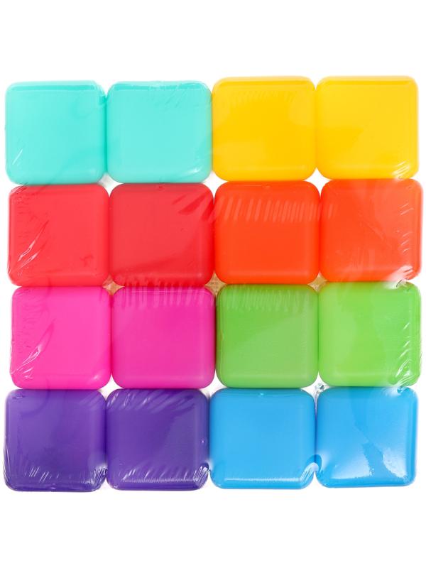 Кубики детские, пластиковые, цветные, 16 штук, 4×4 см