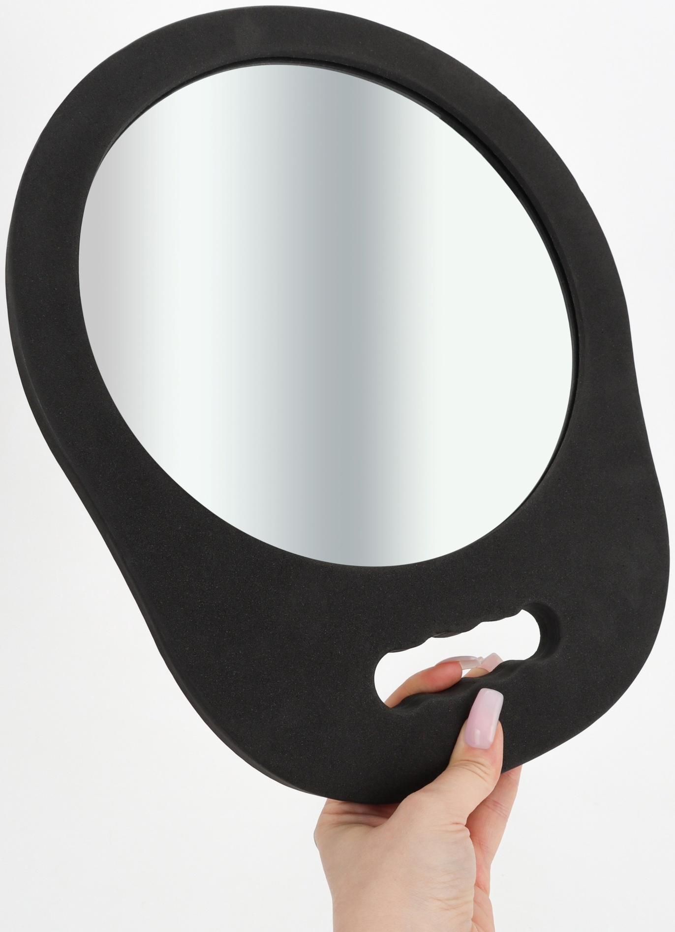 Зеркало с ручкой, 28×34 см, (d=22.5 см), чёрное