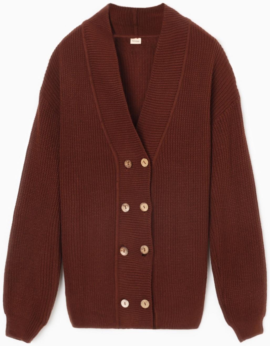 Кардиган на пуговицах женский MINAKU: Casual Collection, шоколад, размер 52
