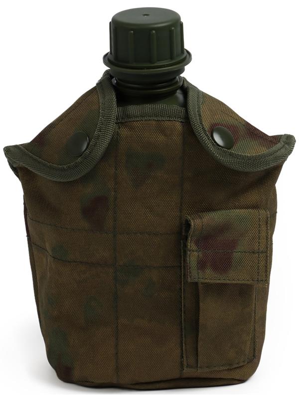 Фляжка армейская походная Adventure, 1 л, для воды, с котелком, пластик, зелёная, чехла, мох