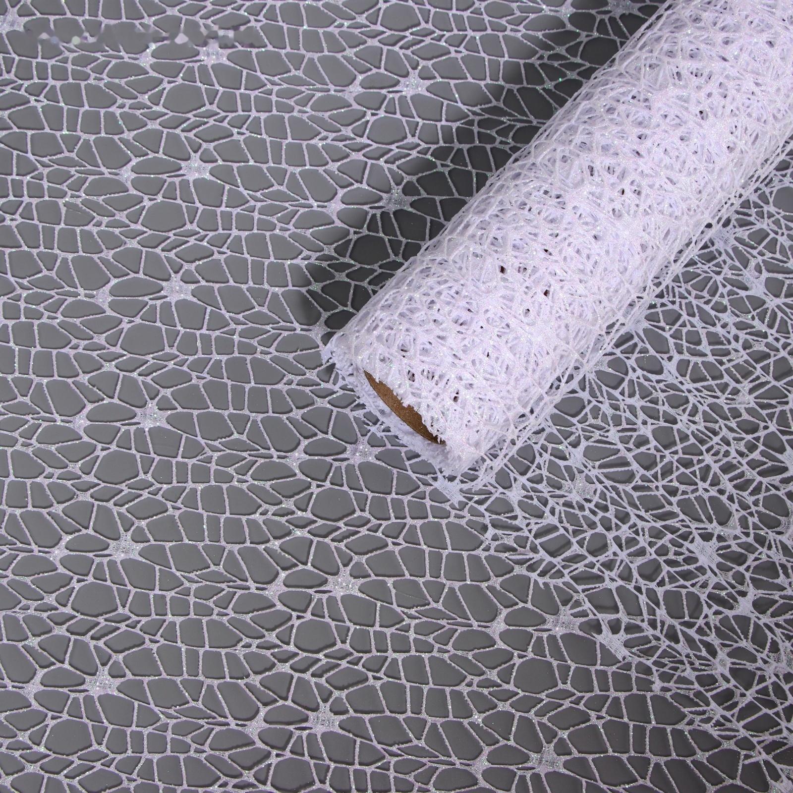 Упаковка для цветов «Паутинка с глиттером» белая 48 см × 4.5 м