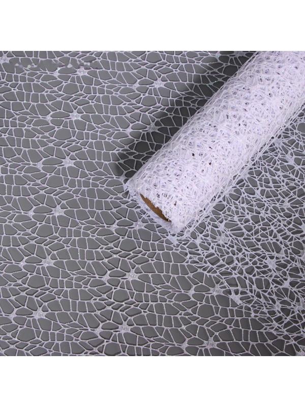 Упаковка для цветов «Паутинка с глиттером» белая 48 см × 4.5 м