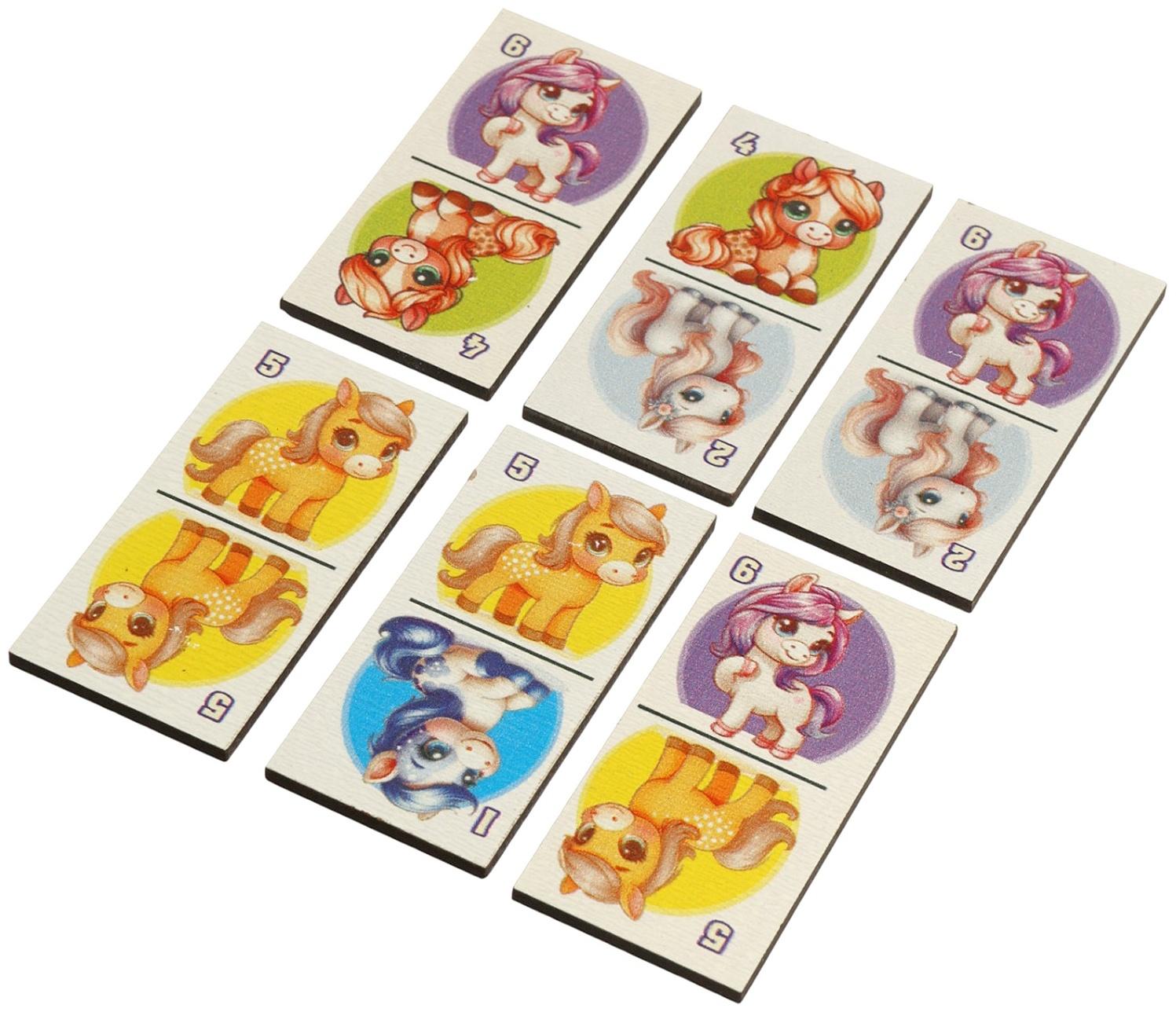 Домино деревянное «Лошадки», 6×3 см