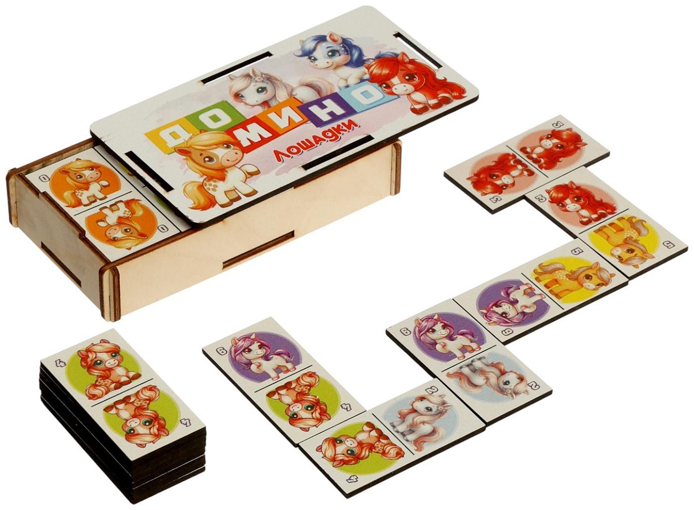 Домино деревянное «Лошадки», 6×3 см