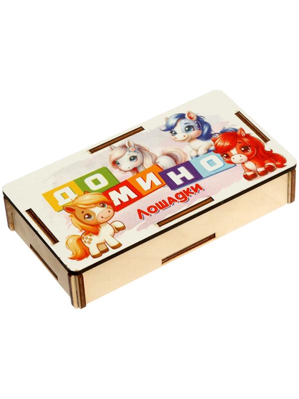 Домино деревянное «Лошадки», 6×3 см