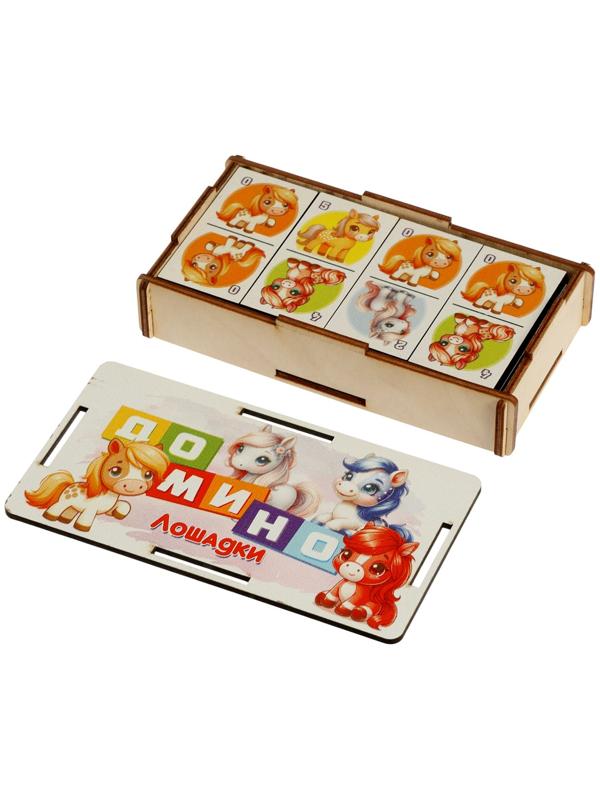 Домино деревянное «Лошадки», 6×3 см