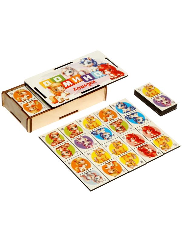 Домино деревянное «Лошадки», 6×3 см