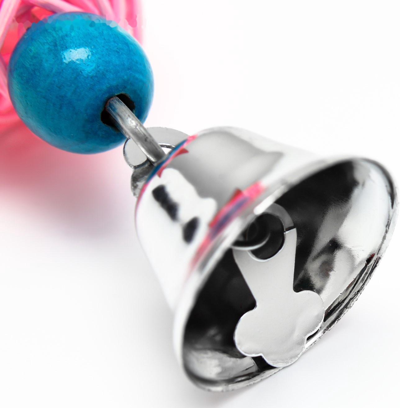 Игрушка для птиц, мячики такрау с колокольчиком и бусинам, микс цветов