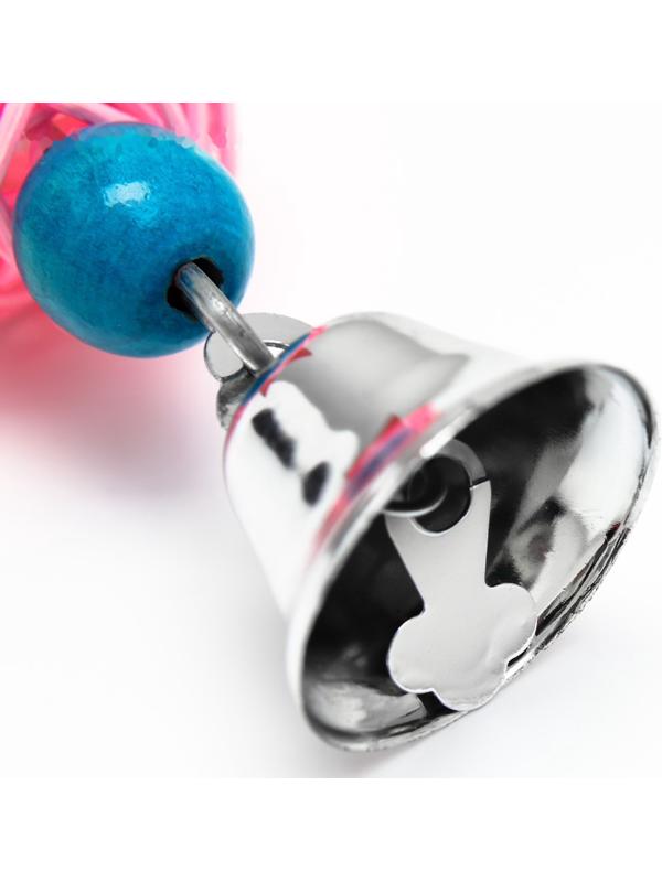 Игрушка для птиц, мячики такрау с колокольчиком и бусинам, микс цветов