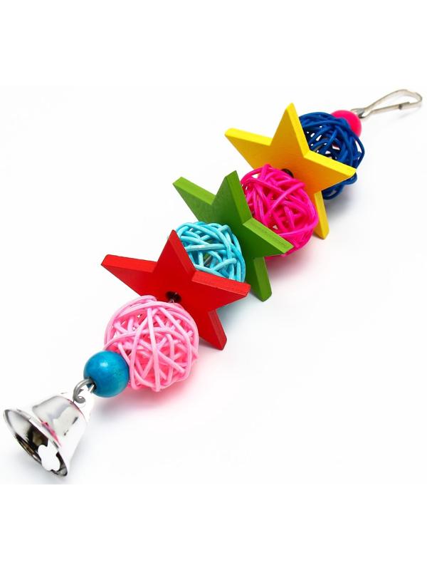 Игрушка для птиц, мячики такрау с колокольчиком и бусинам, микс цветов