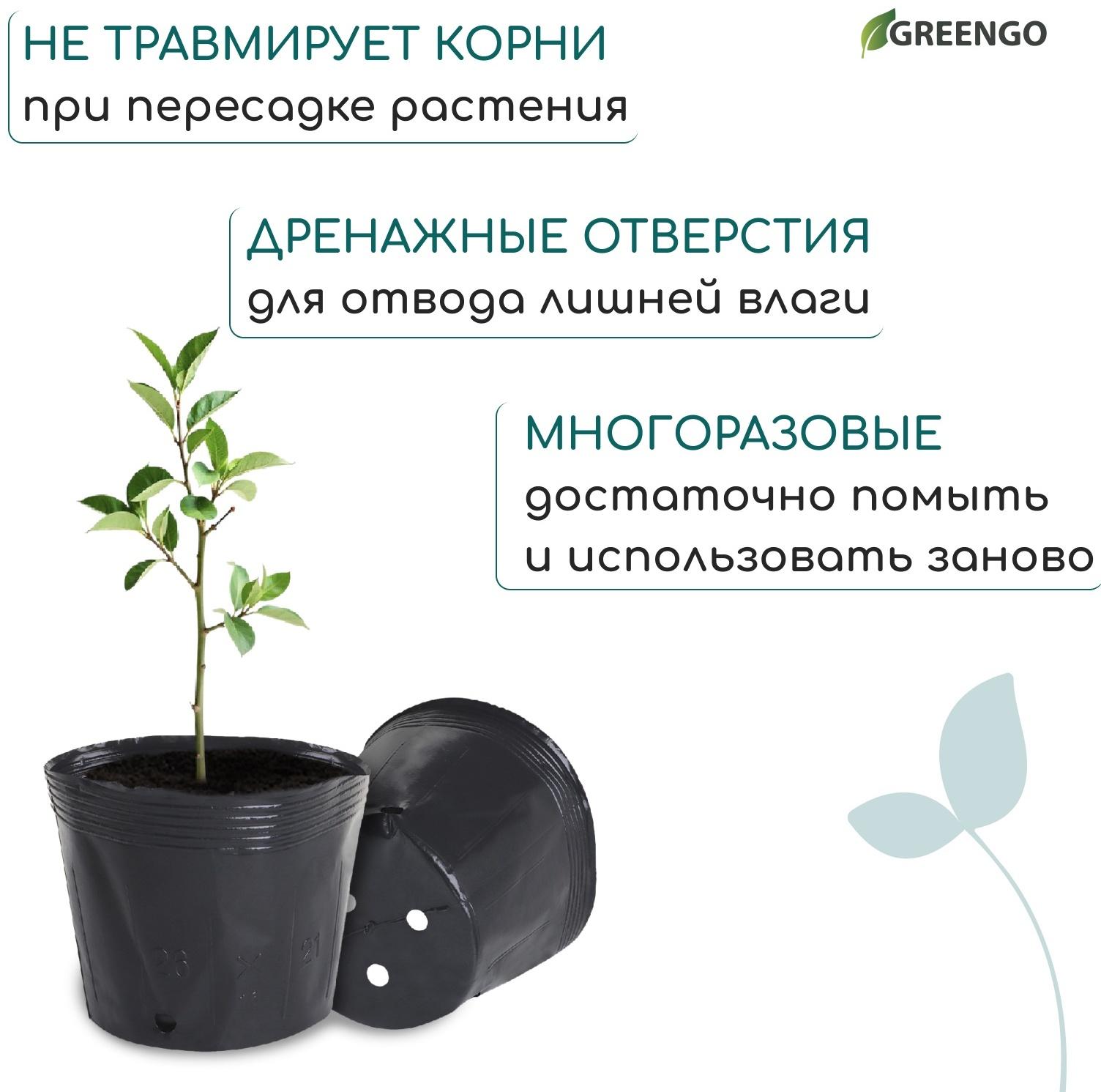 Пакет для рассады, 3.5 л, d=20 см, h=17 см, полиэтилен, чёрный, Greengo