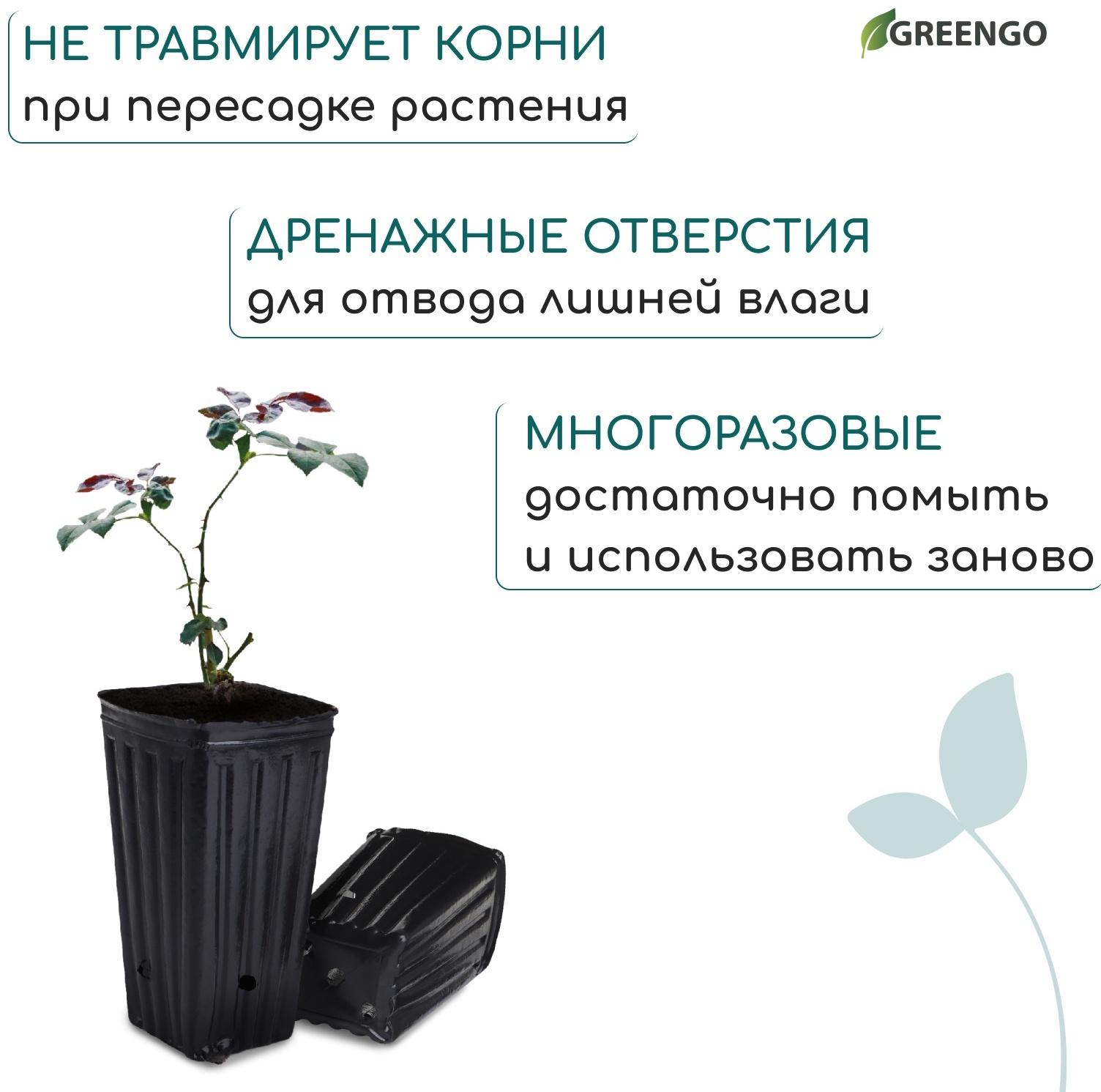 Пакет для рассады, 1.5 л, 11×11 см, h=20 см, полиэтилен, чёрный, Greengo