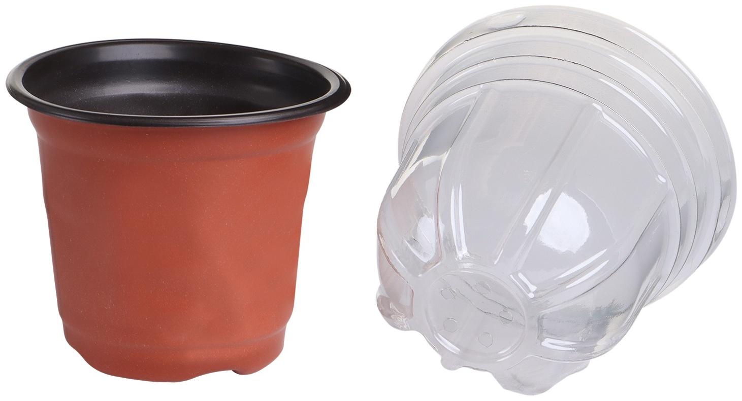 Горшок для рассады, с крышкой, 300 мл, d=9.5 см, h=8 см, мягкий пластик, терракот, Greengo
