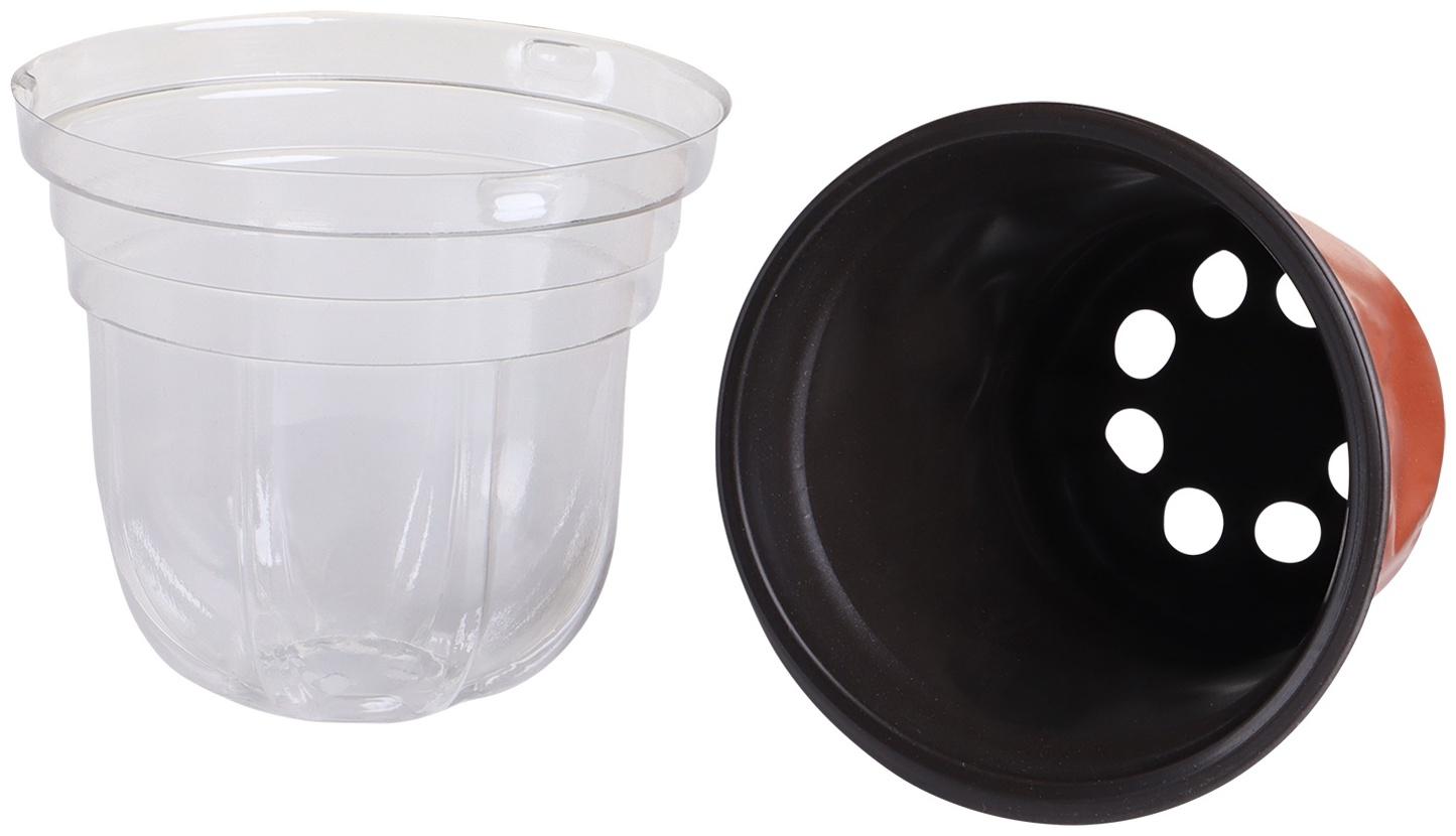 Горшок для рассады, с крышкой, 300 мл, d=9.5 см, h=8 см, мягкий пластик, терракот, Greengo