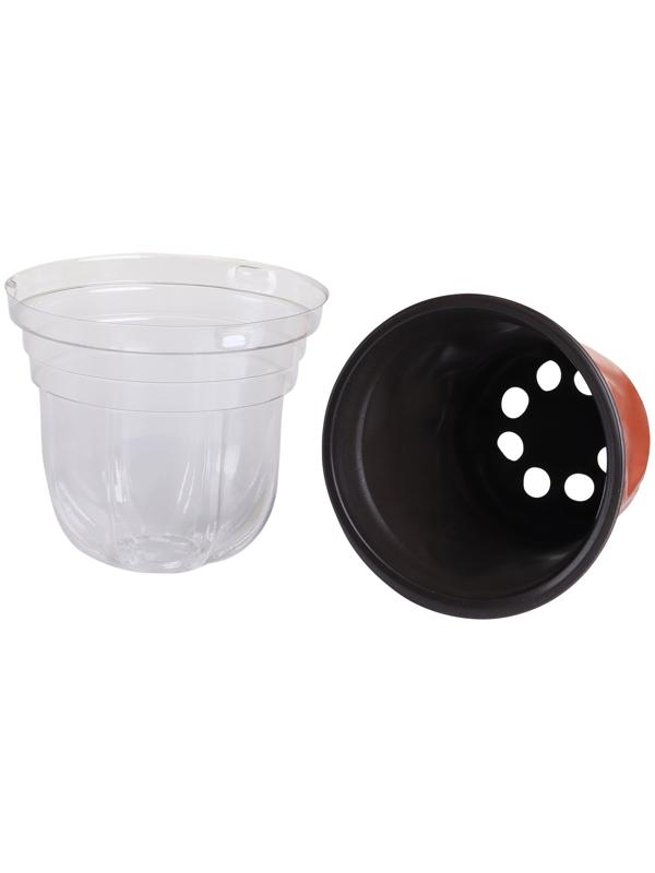 Горшок для рассады, с крышкой, 300 мл, d=9.5 см, h=8 см, мягкий пластик, терракот, Greengo