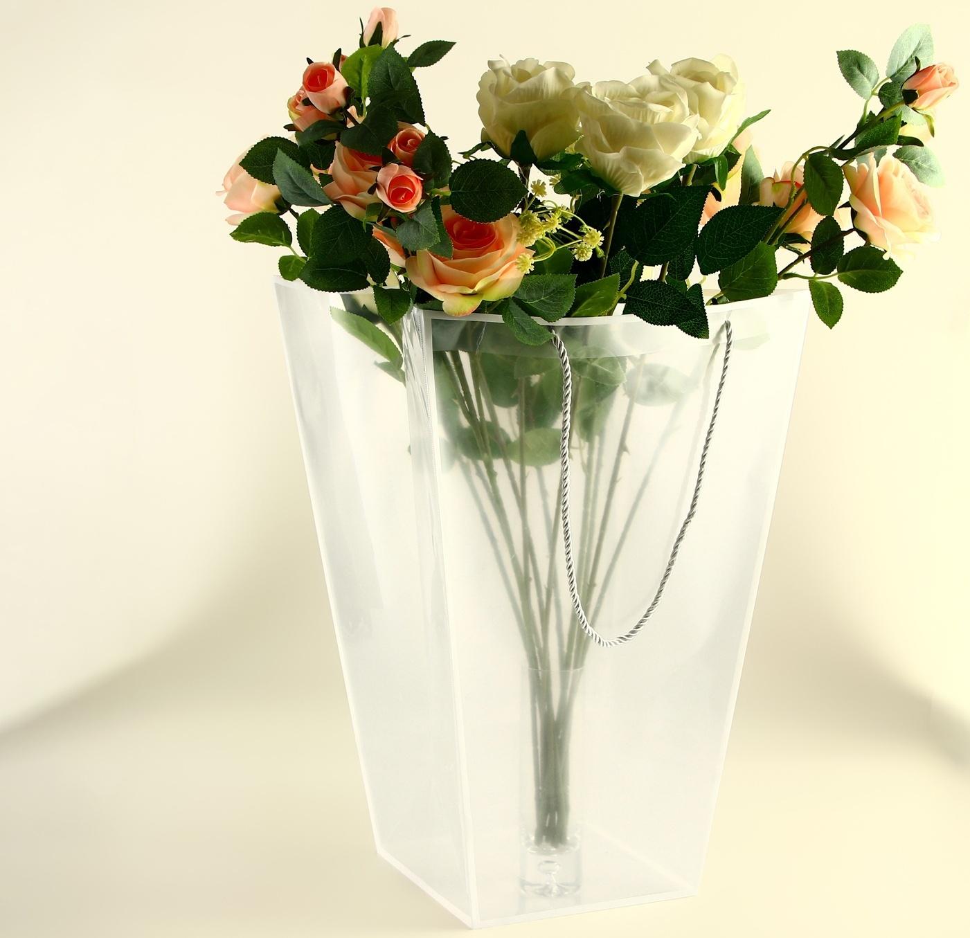 Сумка для цветов прозрачная с каймой, влагостойкая, 47×34×19 см