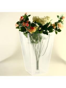 Сумка для цветов прозрачная с каймой, влагостойкая, 47×34×19 см