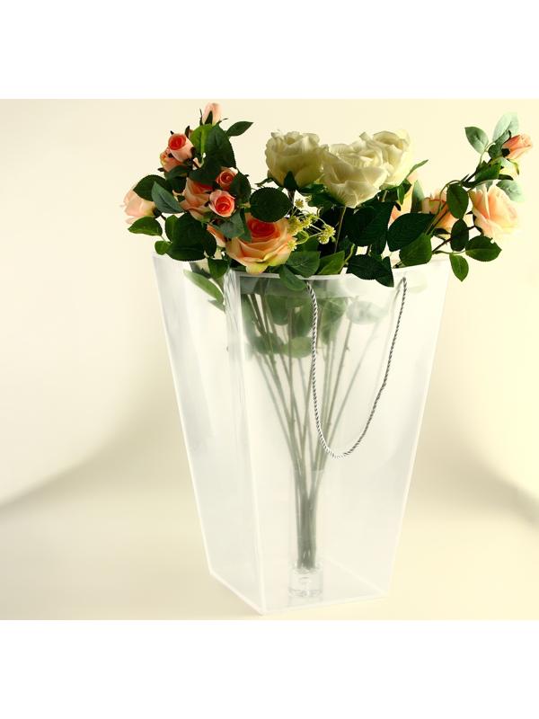 Сумка для цветов прозрачная с каймой, влагостойкая, 47×34×19 см