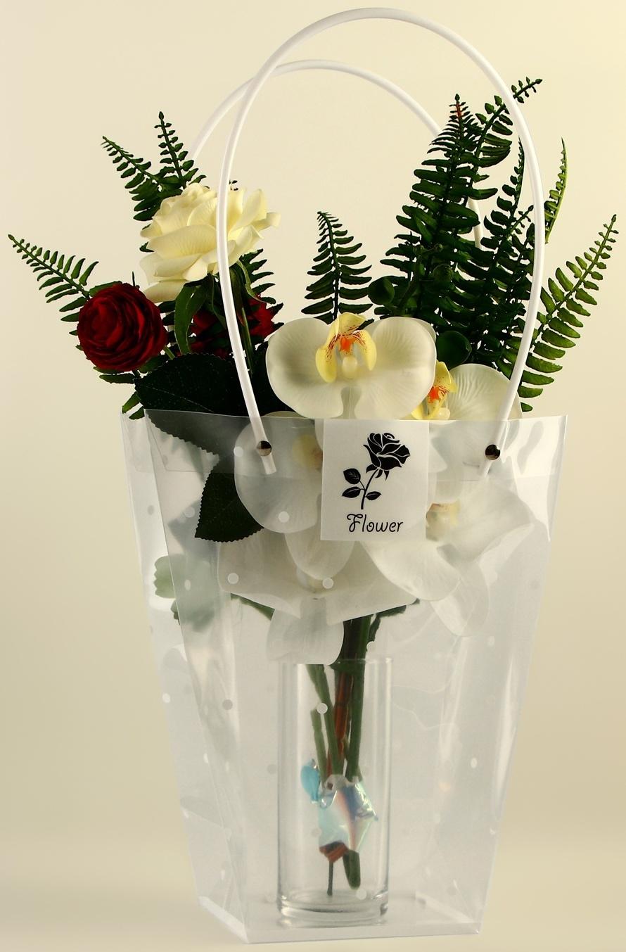 Сумка для цветов прозрачная, «Горошек», влагостойкая, 26×24×12 см