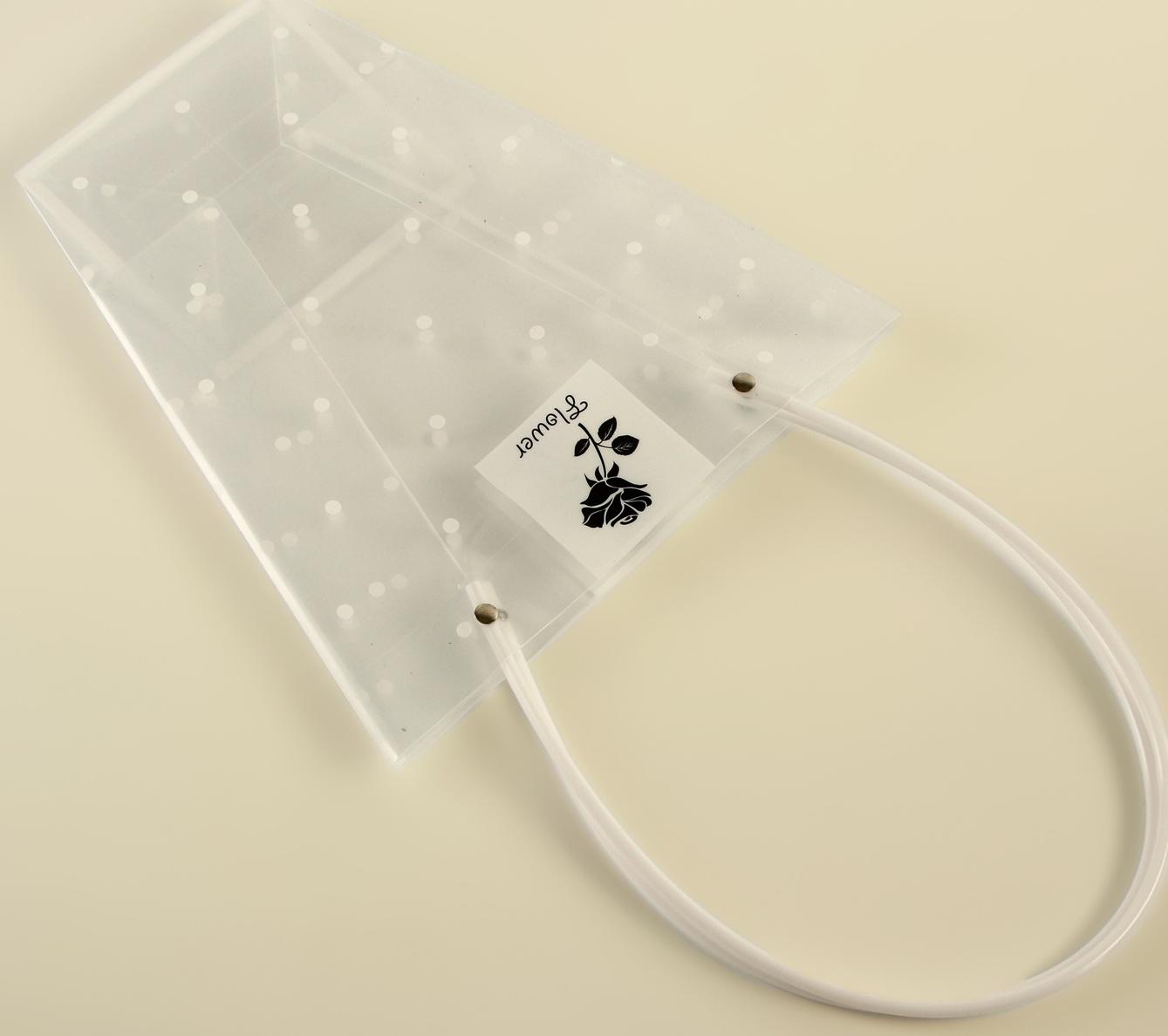 Сумка для цветов прозрачная, «Горошек», влагостойкая, 26×24×12 см