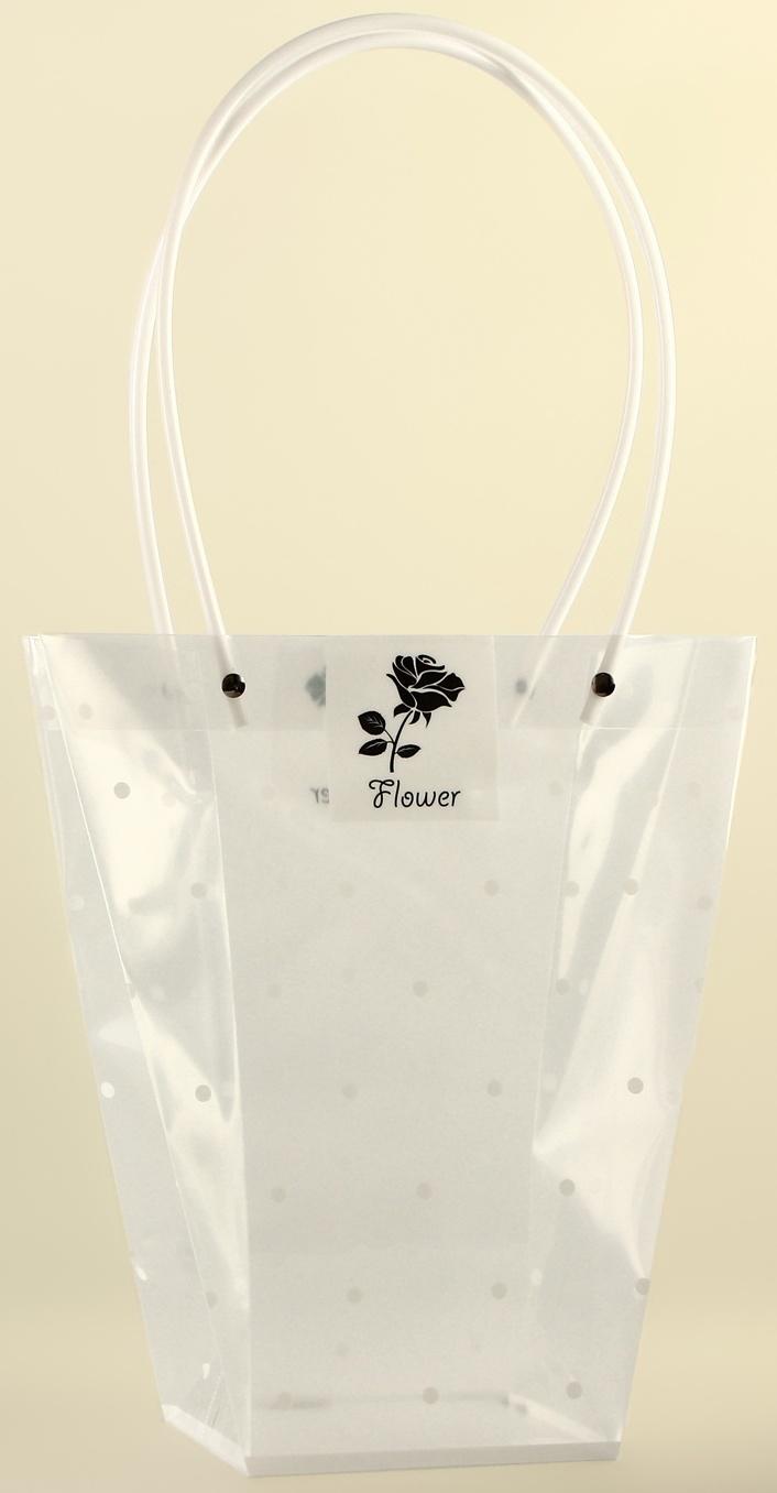 Сумка для цветов прозрачная, «Горошек», влагостойкая, 26×24×12 см