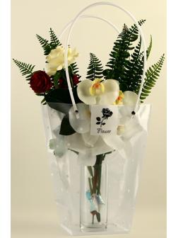 Сумка для цветов прозрачная, «Горошек», влагостойкая, 26×24×12 см