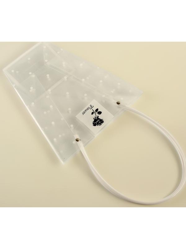 Сумка для цветов прозрачная, «Горошек», влагостойкая, 26×24×12 см