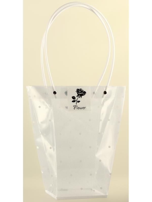 Сумка для цветов прозрачная, «Горошек», влагостойкая, 26×24×12 см