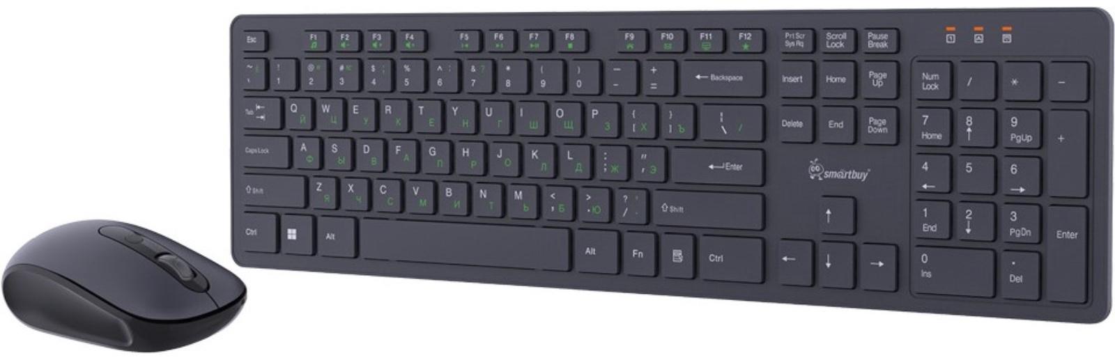 Комплект клавиатура и мышь Smartbuy ONE 240262AG, беспроводной, мембранная клавиатура, 1600 dpi, USB, чёрный