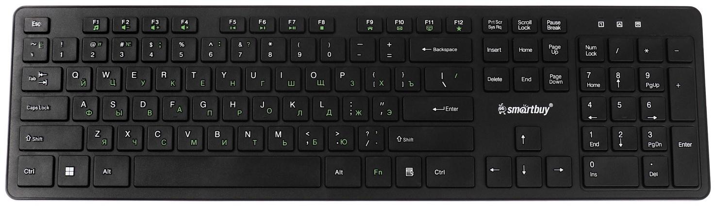 Комплект клавиатура и мышь Smartbuy ONE 240262AG, беспроводной, мембранная клавиатура, 1600 dpi, USB, чёрный