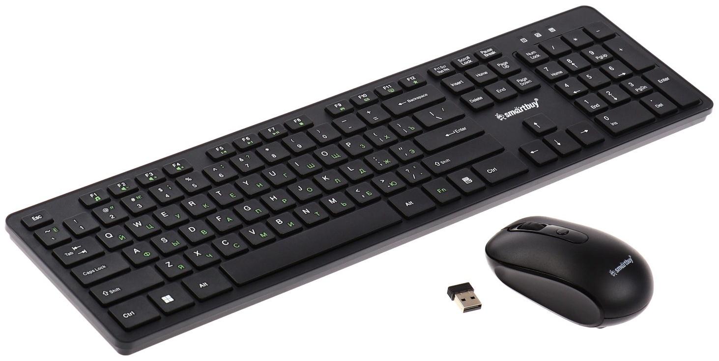 Комплект клавиатура и мышь Smartbuy ONE 240262AG, беспроводной, мембранная клавиатура, 1600 dpi, USB, чёрный